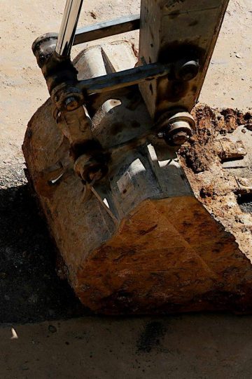 Construction site excavator