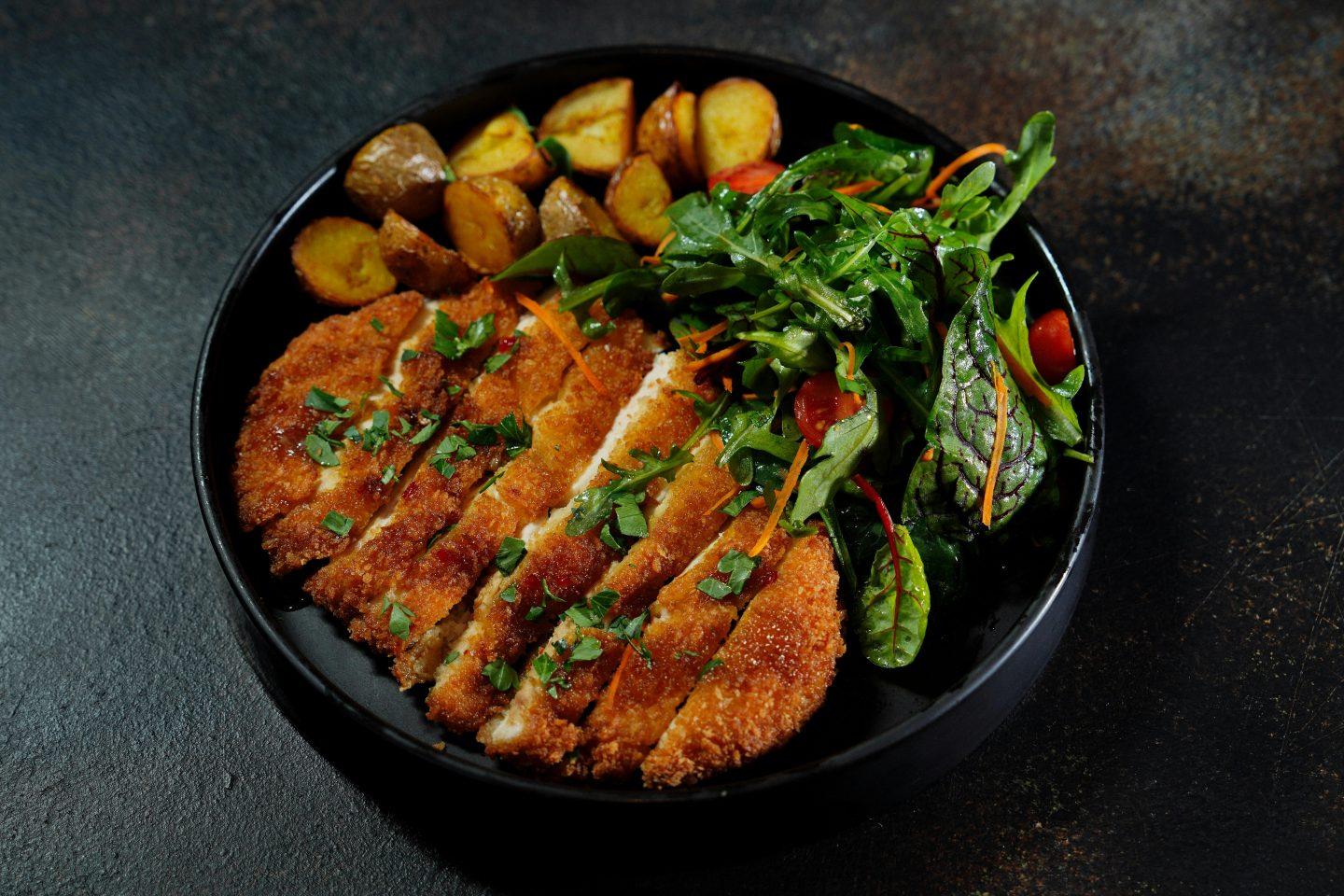 Eating schnitzel