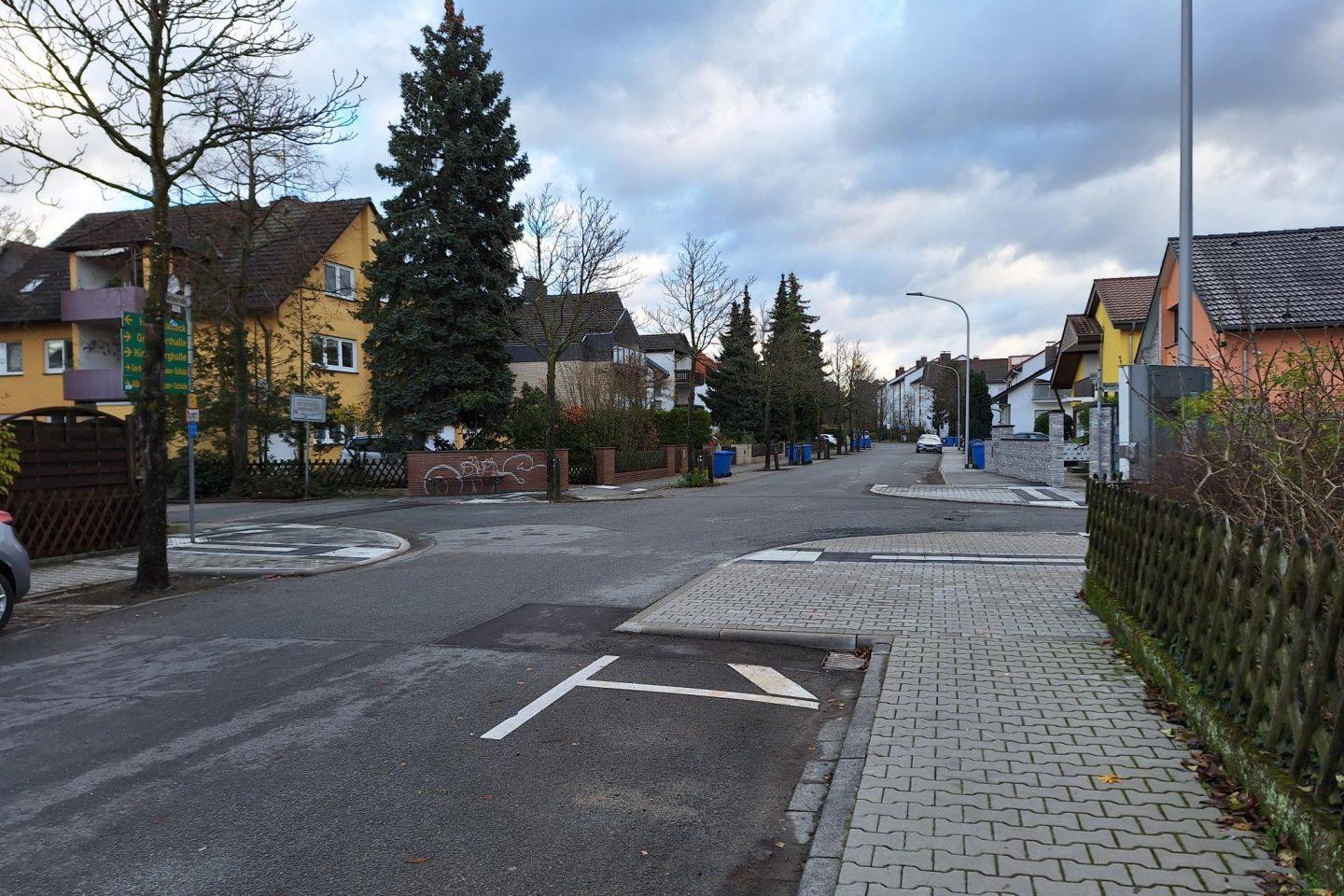 Bicycle road corner Kantstrasse. Photo: City of Griesheim