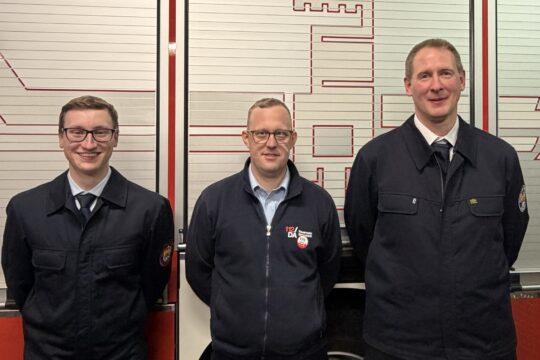 Jefes de brigada de bomberos, de izquierda a derecha: Pascal Daum, Sebastian Melk, Marcus Sattler. Foto: FFW