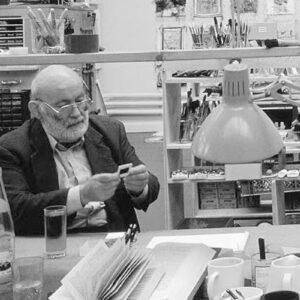 Dieter Roth in seinem Atelier in der St. Johanns-Vorstadt 19, Basel, Schweiz, 1996, Foto: Dirk Dobke, Courtesy: Hauser & Wirth und Dieter Roth Foundation, Hamburg, © Dieter Roth Estate