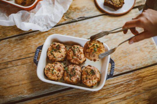 Eating meatballs Cooking
