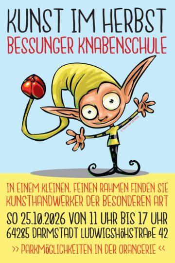 Kunst im Herbst am 25. Oktober 2026 in Darmstadt: Der Kreativmarkt in der Bessunger Knabenschule