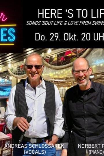 Locandina del concerto dei Bartones con il cantante Andreas Schlossarek e il pianista Norbert Paul al locale "The Bus".