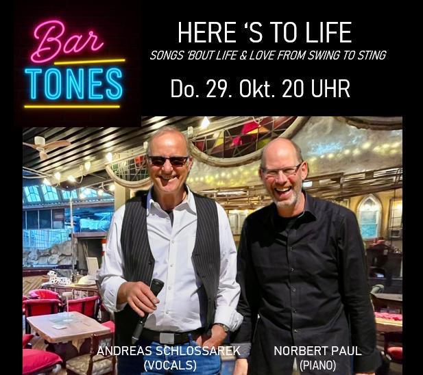 Locandina del concerto dei Bartones con il cantante Andreas Schlossarek e il pianista Norbert Paul al locale "The Bus".