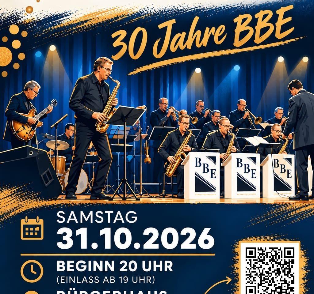 Erzhausen Big Band'in 30. yıl dönümü için hazırlanan etkinlik afişi